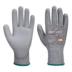 Portwest Schutzhandschuh C 13 PU, Schnittschutz-Level C, EN 407, HPPE/PU/Gummi, XXL, grau, 12 Paar