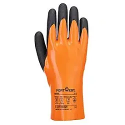 Portwest Schutzhandschuh FD Grip 15, Stulpenhandschuh, öl- und fettabweisend, Nitril/Nylon/Gummi, orange-schwarz, XXL, 1 Paar