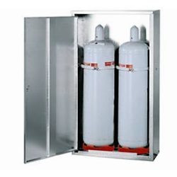 Propangasflaschenschrank G-PG , Flügeltür Anschlag rechts, 2 x 33 kg Flaschen, B 840 x T 400 x H 1485 mm