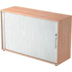 Hammerbacher Rollladenschrank Matrix Nussbaum, Silber 1.200 x 400 x 748 mm