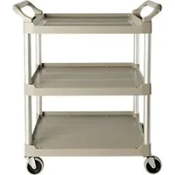 Servicewagen Rubbermaid Utility Cart, 3 Etagen, bis 90 kg, offene Ausführung, platin