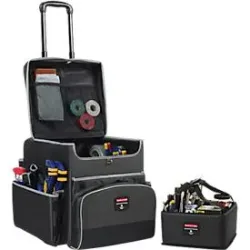 Reinigungswagen Rubbermaid® Quick Cart, gross, Volumen 60 l, Innenfächer, Teleskopgriff, L 419 x B 363 x H 635 mm, Hochleistungs-Kunststoff, dunkelgrau