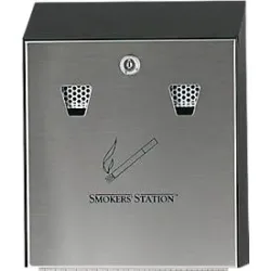 Wandascher Rubbermaid® Smokers Station®, für den Aussenbereich, Volumen 3,1 l, abschliessbar, B 254 x T 76 x H 317 mm, Stahl feuerverzinkt, silber