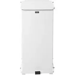 Tretabfalleimer Rubbermaid® Defenders®, rechteckig, Volumen 49 l, selbstschliessender Deckel, Stahl verzinkt, weiss