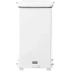 Tretabfalleimer Rubbermaid® Defenders®, rechteckig, Volumen 25 l, selbstschliessender Deckel, Stahl verzinkt, weiss