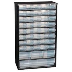 Raaco Schubladenmagazin C11-44, inkl. 44 Schubladen in 3 versch. Grössen, B 306 x T 150 x H 510 mm, Stahl/Polypropylen