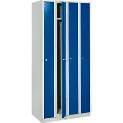Raumspargarderobe, Abteilbreite 200 mm, abschliessbar, 4 Abteile, enzianblau