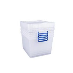 Really Useful Boxes Aufbewahrungsboxen, transparent, mit Deckel, 33,5L, 5 Stück