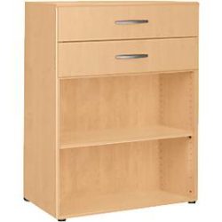 Regal PALENQUE, 3 OH, 2 Schübe oben, 1 Boden, B 800 x T 400 x H 1104 mm, Buche