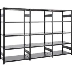 Regalkombination ORDO Business, 1 Grundregal + 2 Anbauregale, 15 Böden, modular, Fachlast 130 kg, Feldlast 1000 kg, B 3980 x T 535 x H 2500 mm, tiefschwarz