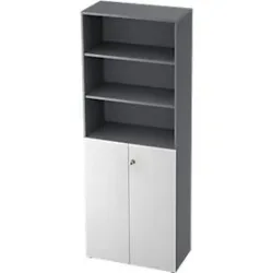 Regalschrank TOPAS LINE, 3 OH Regal/3 OH Türen, graphit/weiss