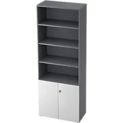 Regalschrank TOPAS LINE, 4 OH Regal/2 OH Türen, graphit/weiss