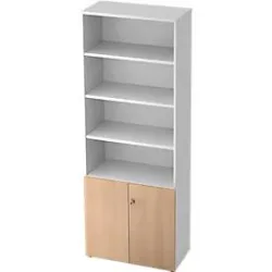 Regalschrank TOPAS LINE, 4 OH Regal/2 OH Türen, weiss/Eiche