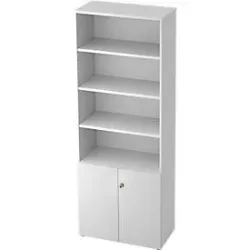 Regalschrank TOPAS LINE, 4 OH Regal/2 OH Türen, weiss/weiss