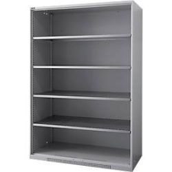 Regalschrank FS, Stahlblech, mit Belüftungslöchern, B 1343 x T 620 x H 1950 mm, 5 OH, Weissaluminium, bis 750 kg