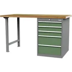 Reihenwerkbank Bedrunka+Hirth, Buche-Multiplex-Arbeitsplatte, 3 x Schub schmal & 2 x Schub breit, abschliessbar, bis 1000 kg, B 2000 x T 750 x H 859 mm