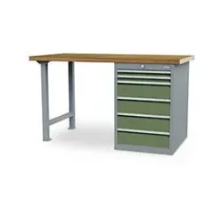 Reihenwerkbank Bedrunka+Hirth, Buche-Multiplex-Arbeitsplatte, 6 Schübe, abschliessbar, bis 1000 kg, B 2000 x T 750 x H 859 mm