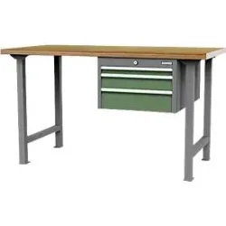 Reihenwerkbank Bedrunka+Hirth, Buche-Multiplex-Arbeitsplatte, Unterhängeschrank mit 3 Schüben, abschliessbar, bis 200 kg, B 1500 x T 750 x H 859 mm
