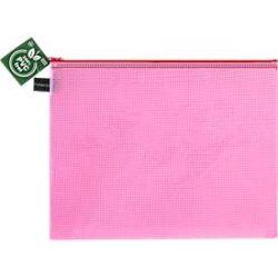 Reissverschlussbeutel FolderSys, A4, Stärke 0,20 mm, B 357 x H 272 mm, PVC-freie Folie, rot-transparent