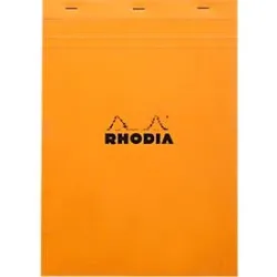 Rhodia Block No.18, 80 Blatt, DIN A4, 80 g/m², Kartoneinband, geheftet, Velinpapier, PEFC®-zertifiziert, kariert, orange