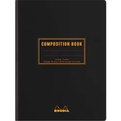 Rhodia Composition Book Notizheft, 80 Blatt, DIN B5, 80g/m², Fadengebunden, liniert, mit Rand, schwarz