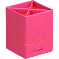 Rhodia Stifteköcher, Kunstleder, 4 Fächer, 80 × 80 × 110 mm, himbeer