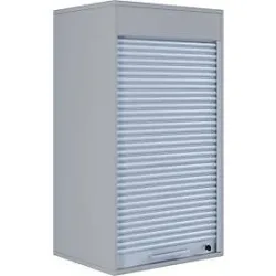 Rolladenschrank Aktos L, 2 Ordnerhöhen, abschliessbar, Bügelgriff, B 500 x T 400 x H 930 mm, Holz, grau