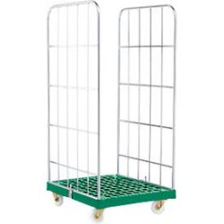 Rollbox, 2-seitig, Kunststoffbodenplatte, 724 x 815 x 1660 mm, grün (RAL 6024)