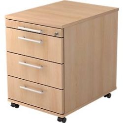 Rollcontainer Office Braun/Silber Holz 42.8 cm 59 cm 58 cm - Farbe: eiche/Aluminium gebürstet - Material: Holzwerkstoff - Rollcontainer