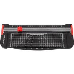 Rollenschneider Vantage 40001, bis A4, bis 8 Blatt, Schnittmasse L 300 x H 0,8 mm, Anlegelineal, Winkel- & Gitterlinien, schwarz-rot