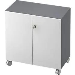 Rollenschrank TOPAS LINE, 2 Ordnerhöhen, Türen abschliessbar, graphit/weiss