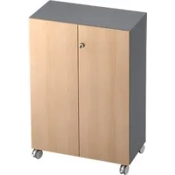 Rollenschrank TOPAS LINE, 3 Ordnerhöhen, Türen abschliessbar, graphit/Eiche-Dekor