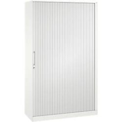 Rollladenschrank ASISTO C 3000, 5 Ordnerhöhen, mit Akustik-Rollladen, 1200 mm Breite, weiss/weiss