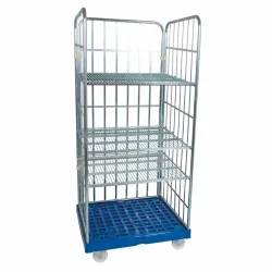 Rollregal, 3-seitig, 3 Zwischenböden, Kunststoff-Rollplatte, HxBxT 1.750 x 724 x 815, verkehrsgrün