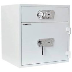 Rottner Schubladentresor D1 70 DB/DB, Doppelbartschloss, Sicherheitsstufe D1, Einwurfschublade, 68 Liter, Stahl, lichtgrau