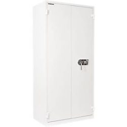 Rottner Stahlbüroschrank Office 3 Premium, 615 l, Flügeltür, 4 Fachböden, Elektronikschloss, B 930 x T 520 x H 1950 mm, Stahl, lichtgrau RAL 7035