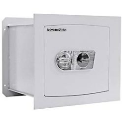 Rottner Wandtresor Delta 40, zum Einmauern, Doppelbartschloss, EN 1, 46,78 Liter, Stahl, lichtgrau