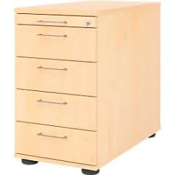 Standcontainer Office Braun/Silber Holz 42.8 cm 76 cm 80 cm - Farbe: Ahorn/Aluminium gebürstet - Material: Holzwerkstoff - Standcontainer