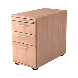 Standcontainer ULM, 1 Utensilienauszug, 2 Schübe, 1 HR-Auszug, B 428 x T 800 x H 720-760 mm, Nussbaum-Dekor