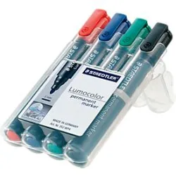 STAEDTLER Lumocolor 352 Rundspitze Permanentmarker Mittel Rundspitze 2 mm Farbig assortiert Nachfüllbar 4 Stück