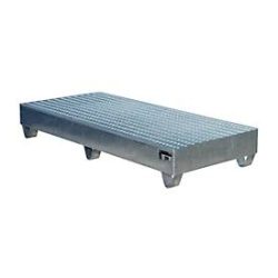 Bauer® Auffangwanne aus Stahl, Unterfahrhöhe 100 mm, HxBxT 275 x 1.800 x 800 mm, inkl. Gitterrost, 3x 200 l, feuerverzinkt