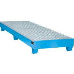 Stahl-Auffangwanne mit Gitterrost, 2400 x 800 mm, blau RAL 5012