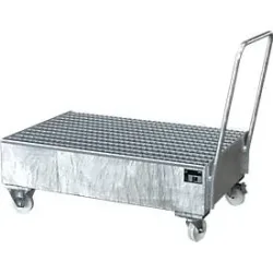 Stahl-Auffangwanne mit Rollen+Griff, 1200 x 800 mm, verzinkt