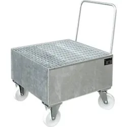 Bauer® Auffangwanne aus Stahl, verfahrbar, 1x 200 l stehend, Auffangvolumen 203 l, feuerverzinkt