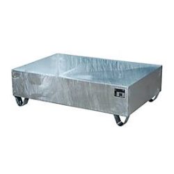 Bauer® Auffangwanne aus Stahl, Unterfahrhöhe 100 mm, HxBxT 360 x 1.200 x 800 mm, ohne Gitterrost, 2x 200 l, feuerverzinkt