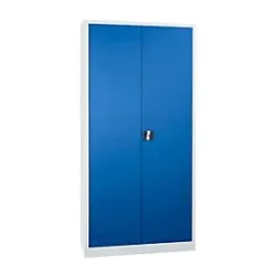 Stahlschrank, höhenverstellbarer Fachboden, abschliessbar, H 1800 mm, lichtgrau/enzianblau