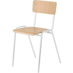 Stapelstuhl Ceha® CS 3, stapelbar bis 15 Stück, ohne Armlehnen, Sperrholz & Stahlrohr pulverbeschichtet, B 385 x T 390 x H 490 mm, Buche/lichtgrau