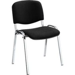Stapelstuhl ISO Basic, ohne Armlehnen, 4-Fussgestell, Stoffbezug, stapelbar bis 12 Stück, B 545 x T 560 x H 820 mm, Bezug schwarz, Gestell verchromt