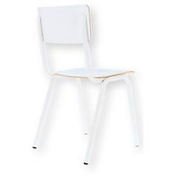 Stapelstuhl ZERO, stapelbar bis 4 Stück, Rundrohr-Fussgestell, B 380 x T 380 x H 460 mm, weiss/weiss, 2 Stück