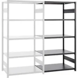 Steckregal ORDO Business, Anbauregal, modular, 5 Fachböden, Fachlast 140 kg, Feldlast 1200 kg, B 1010 x T 835 x H 2000 mm, Stahl, schwarz